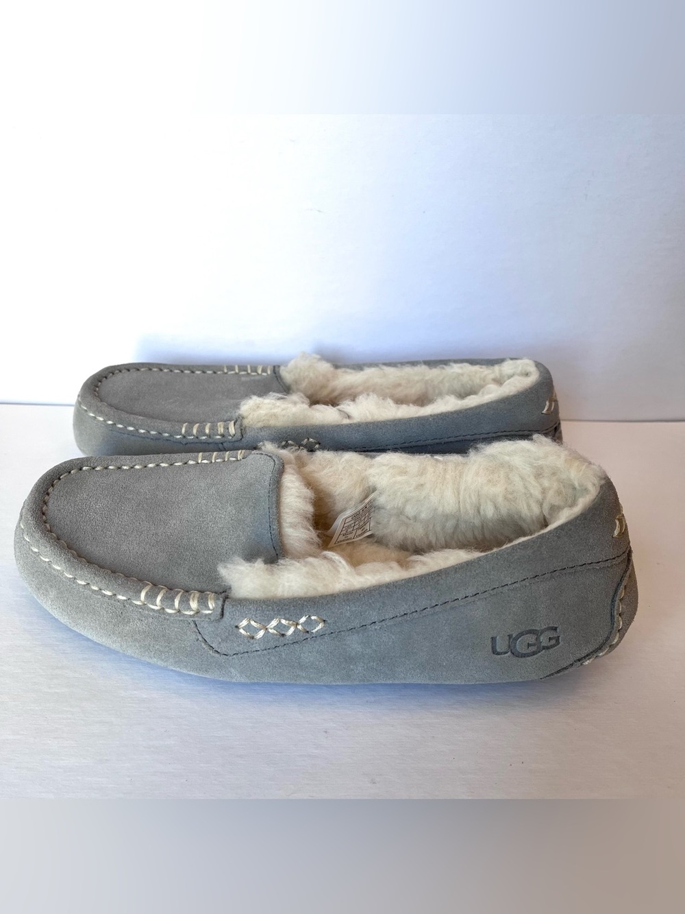 UGG Women’s Ansley Water Resistant Slipper Size 6 Gray Suede Leather Moccasin
